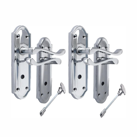 Chrome Door Handles - Askworth Internal Door Handles with Bathroom Sash