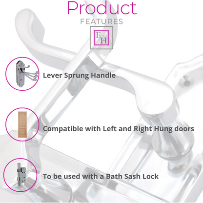 Chrome Door Handles - Askworth Internal Door Handles with Bathroom Sash