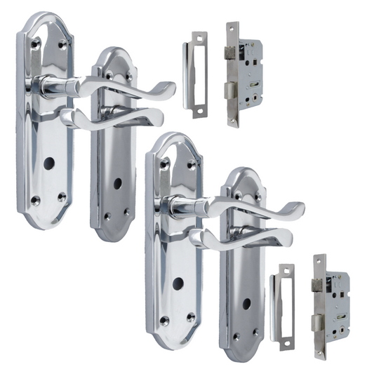 Chrome Door Handles - Askworth Internal Door Handles with Bathroom Sash