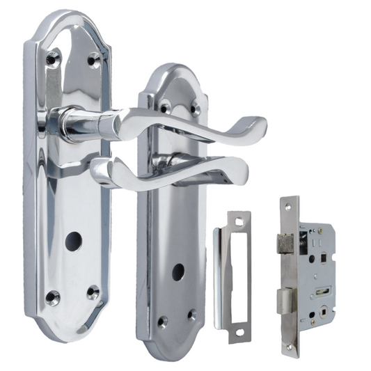 Chrome Door Handles - Askworth Internal Door Handles with Bathroom Sash