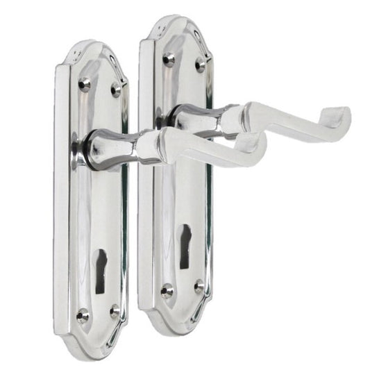 Polished Chrome Lock Door Handles Ashford Ashworth Victorian Scroll Door 170mmx1