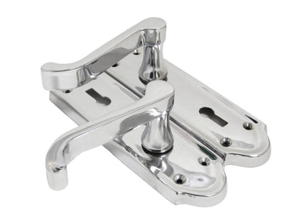 Polished Chrome Lock Door Handles Ashford Ashworth Victorian Scroll Door 170mmx1