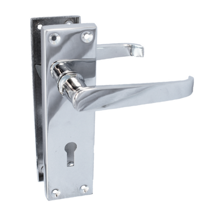 Victorian Straight Chrome Door Handles – Interior Lever Handles on Backplate