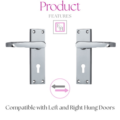 Victorian Straight Chrome Door Handles – Interior Lever Handles on Backplate