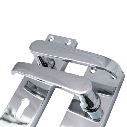 Victorian Straight Chrome Door Handles – Interior Lever Handles on Backplate