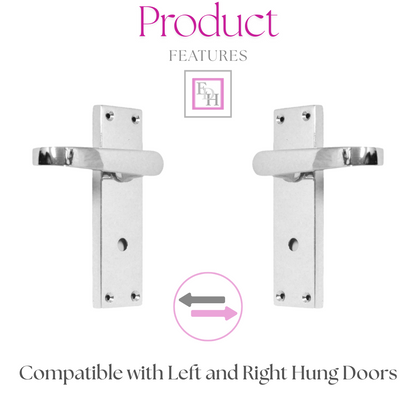 Victorian Straight Chrome Door Handles – Interior Lever Handles on Backplate