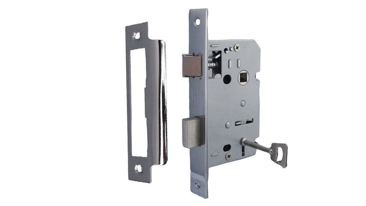 Victorian Straight Chrome Door Handles – Interior Lever Handles on Backplate