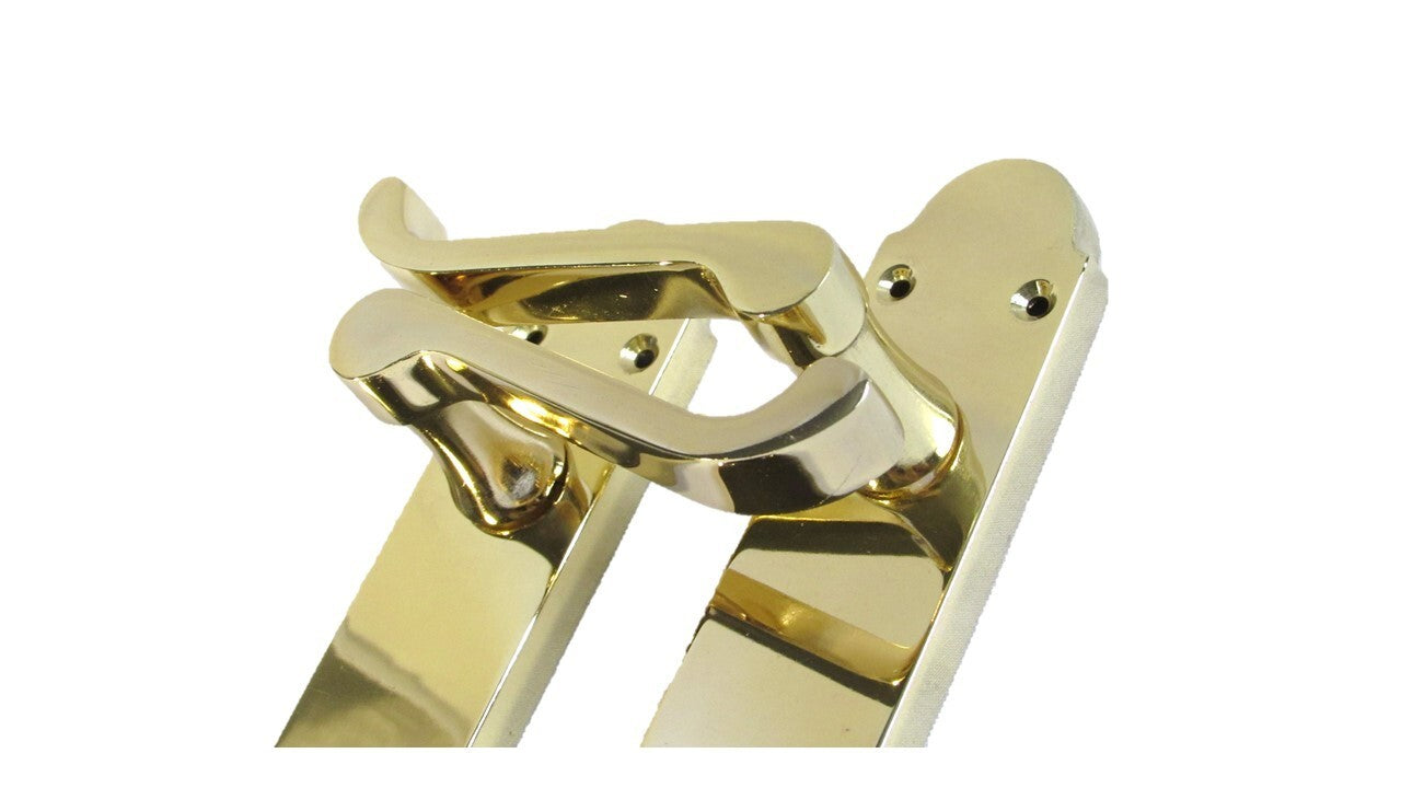 Door Handle Modern Scroll Epsom Brass Polish handles, Bath Lock Latch 168 x42mm