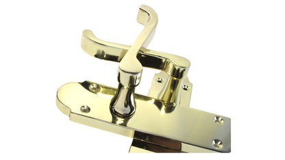 Door Handle Modern Scroll Epsom Brass Polish handles, Bath Lock Latch 168 x42mm