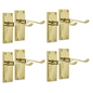 Door Handles Brass Plated  Victorian Scroll Lever Latch Modern Door Handles x 4