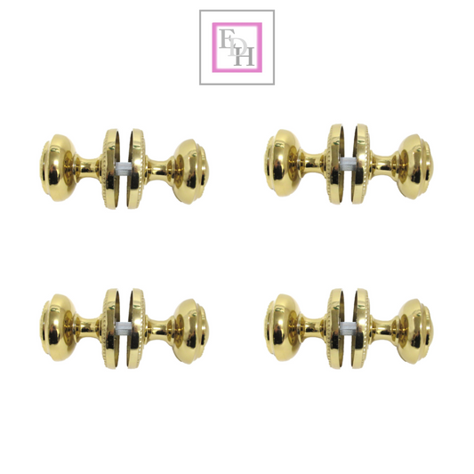 Brass Plated Georgian Style Sprung Round Door Knob Set – Internal 4 Pairs