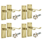 Door Handles Brass Plated  Victorian Scroll Lever Latch Modern Door Handles x 4+