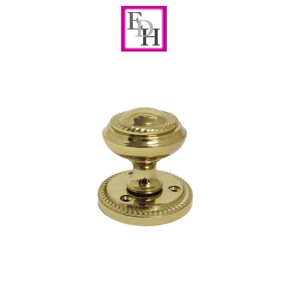 Brass Plated Georgian Style Sprung Round Door Knob Set – Internal 4 Pairs