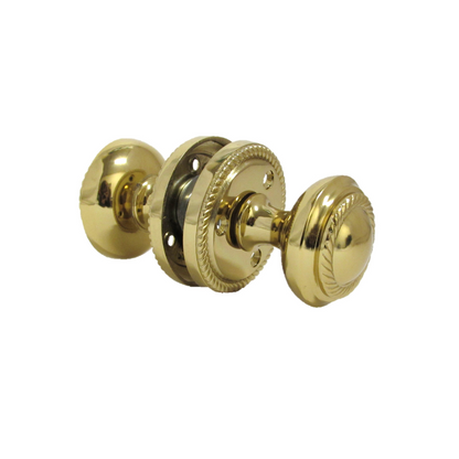 Brass Plated Georgian Style Sprung Round Door Knob Set – Internal 1 Pair