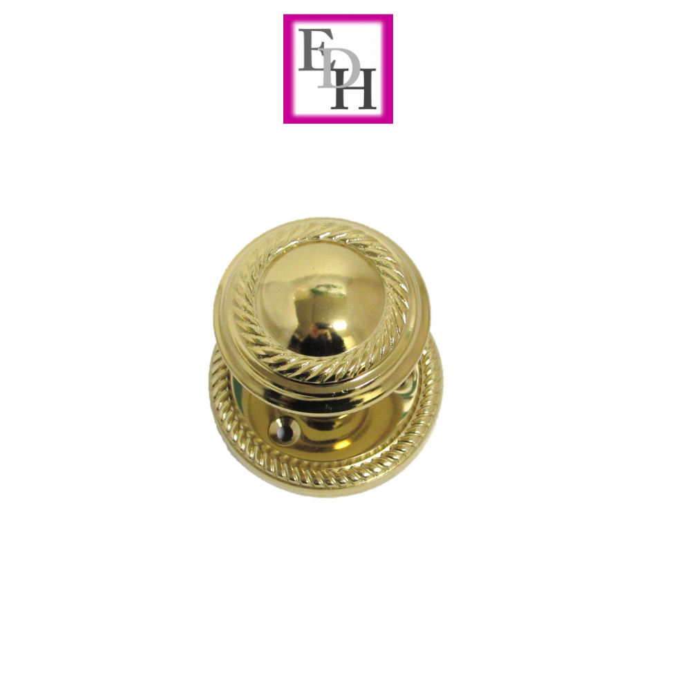Brass Plated Georgian Style Sprung Round Door Knob Set – Internal 1 Pair