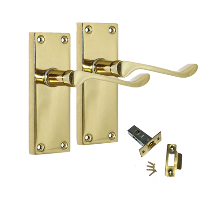 Brass Plated  Victorian Scroll Lever Latch Modern Door Handles and Tubular Latch