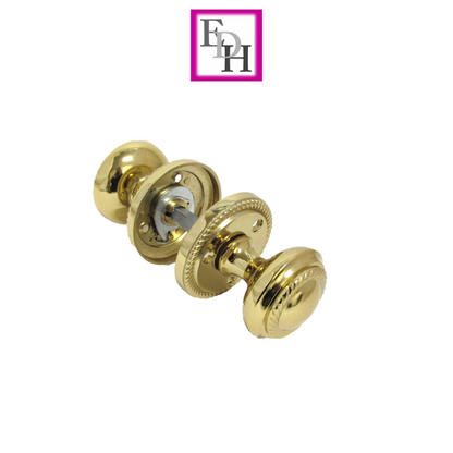 Brass Plated Georgian Style Sprung Round Door Knob Set – Internal 1 Pair