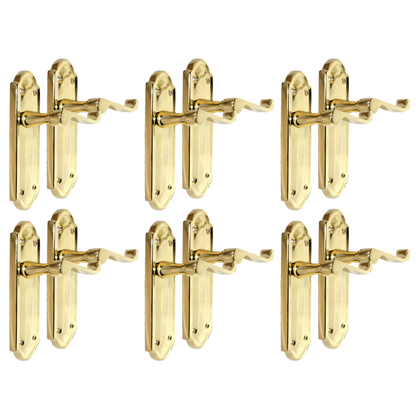 Door Handles Scroll Lever Latch Brass Finish Ashford Style Ashworth Interior x6.