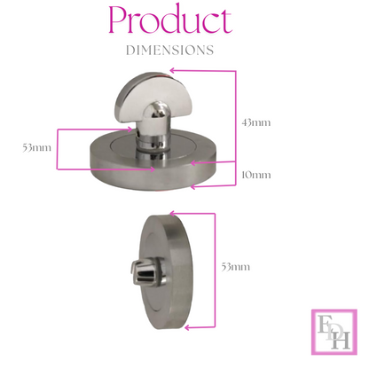 Chrome Bathroom Privacy Thumb Turn Lock – Internal Door Bolt in Chrome Finish