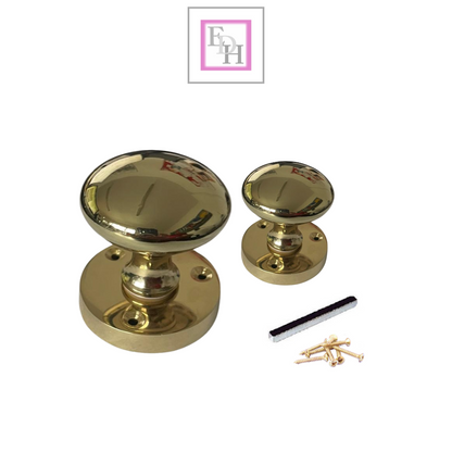 Brass Door Knob Modern Round Rose Door Knob Brass Door Handles 4  Pairs + Latch