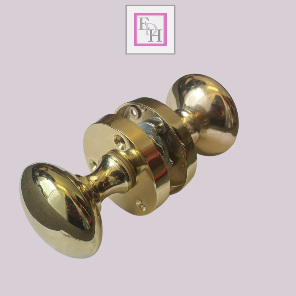 Brass Door Knob Modern Round Rose Door Knob Brass Door Handles 4  Pairs + Latch