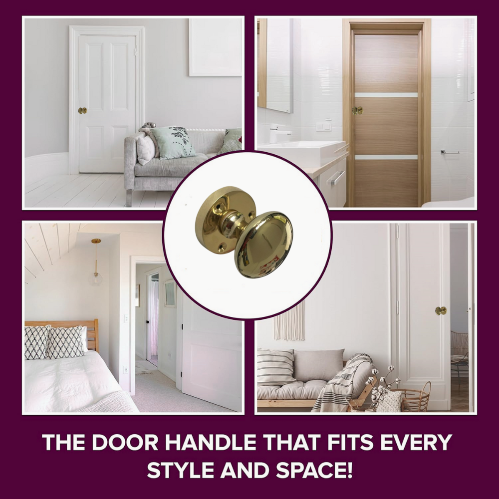 Brass Door Knob Modern Round Rose Door Knob Brass Door Handles 4  Pairs + Latch