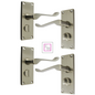 Victorian Scroll Satin Nickel Bathroom Door Handles Set with Privacy Lock 2 Pair