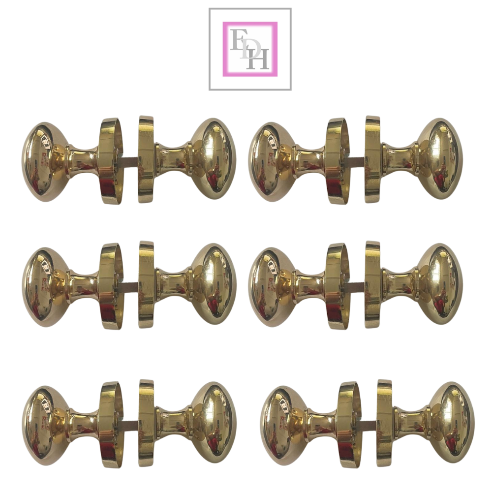 Brass Door Knob Modern Round Rose Door Knob Brass Door Handles 6 Pairs