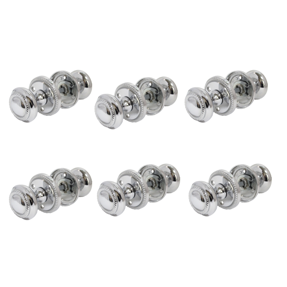 Polished Chrome Georgian Round Door Knobs – 6 Pairs