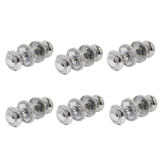Polished Chrome Georgian Round Door Knobs – 6 Pairs