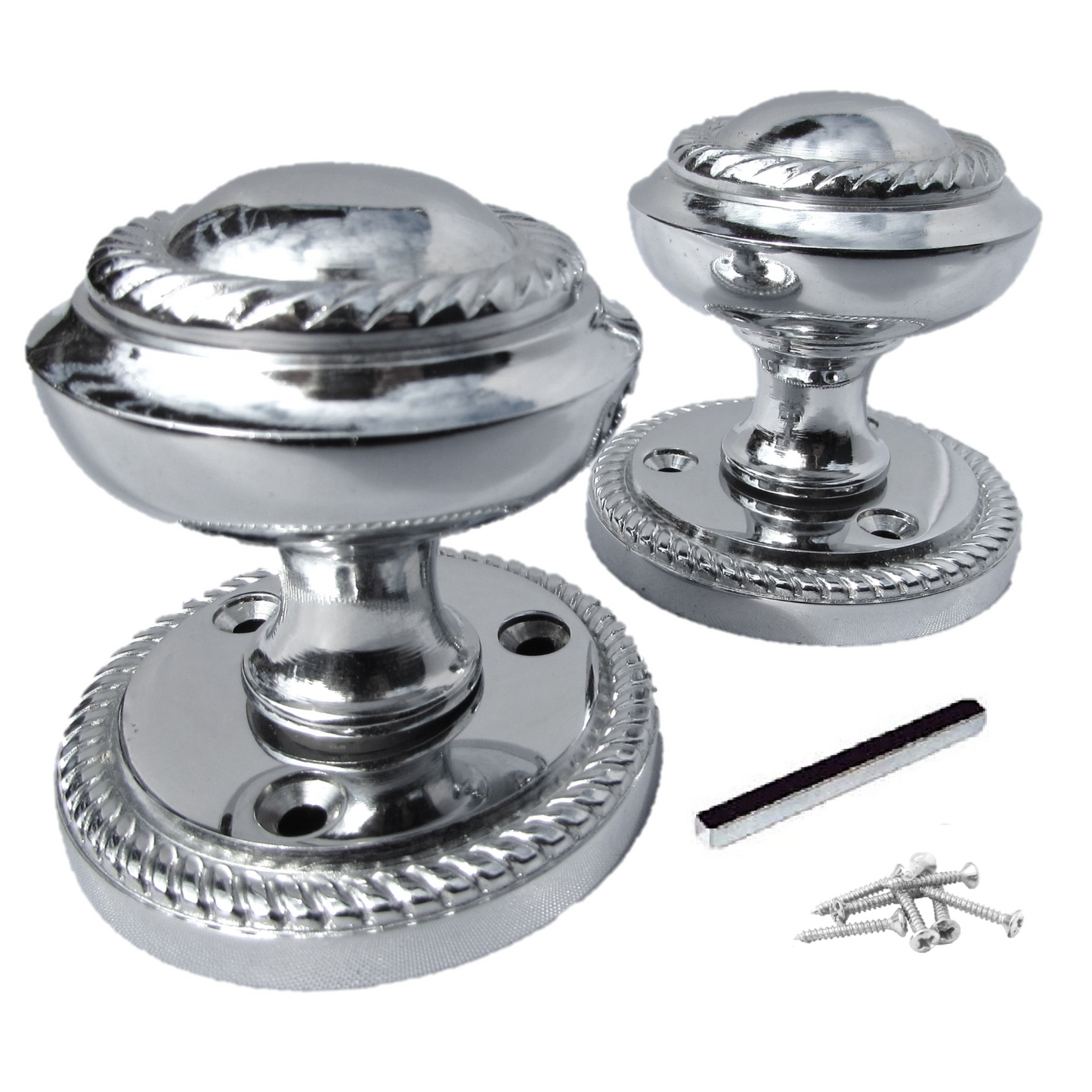 Polished Chrome Georgian Round Door Knobs – 1 Pair