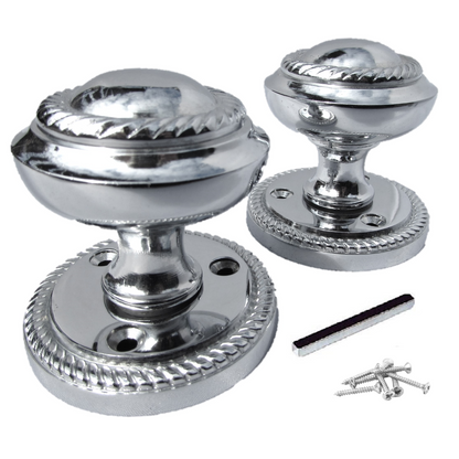 Polished Chrome Georgian Round Door Knobs – 1 Pair