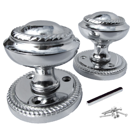 Polished Chrome Georgian Round Door Knobs – 1 Pair