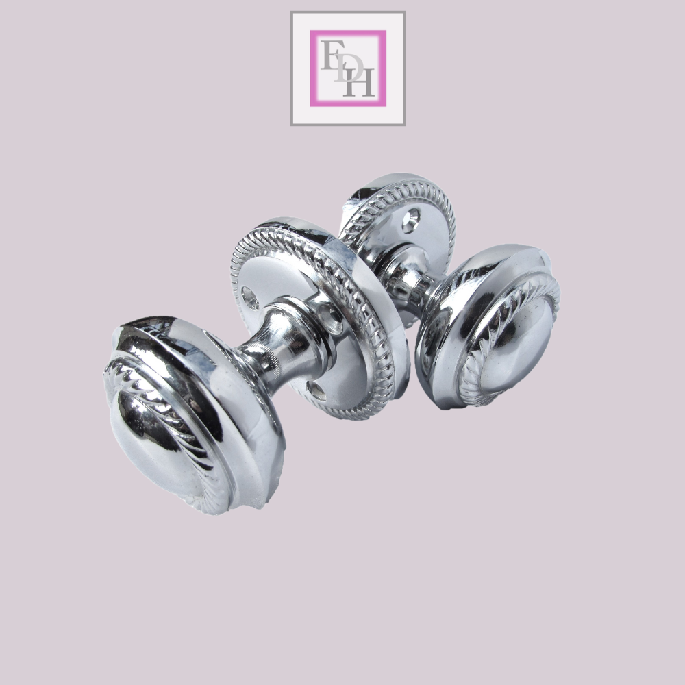 Polished Chrome Georgian Round Door Knobs – 1 Pair