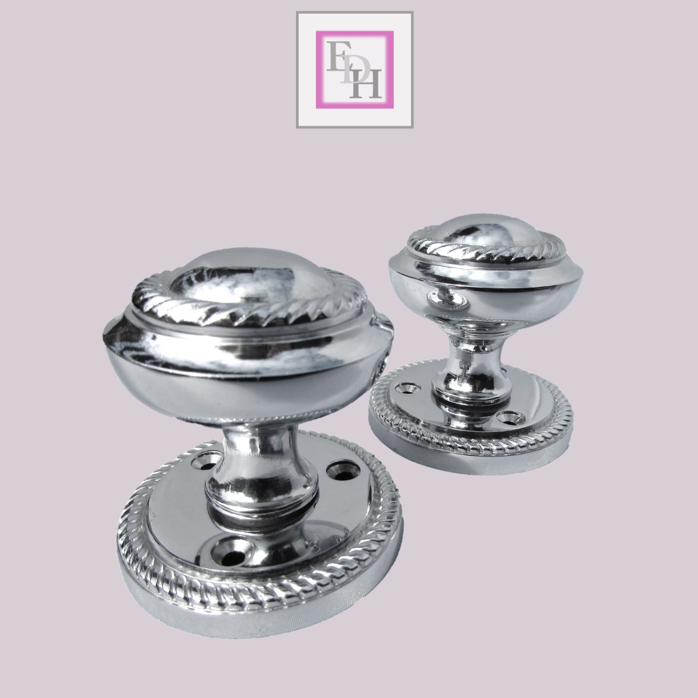 Polished Chrome Georgian Round Door Knobs – 1 Pair