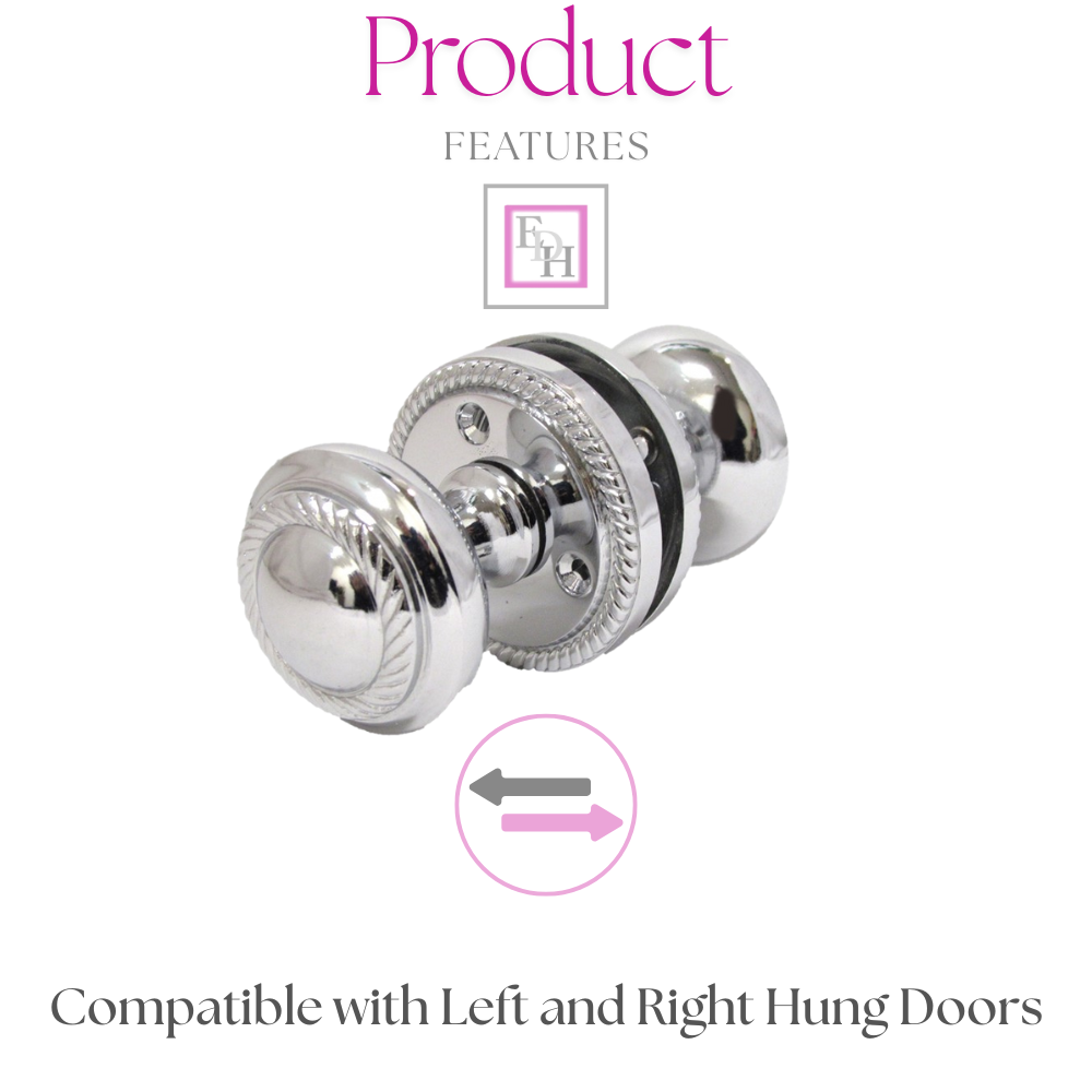 Polished Chrome Georgian Round Door Knobs – 1 Pair