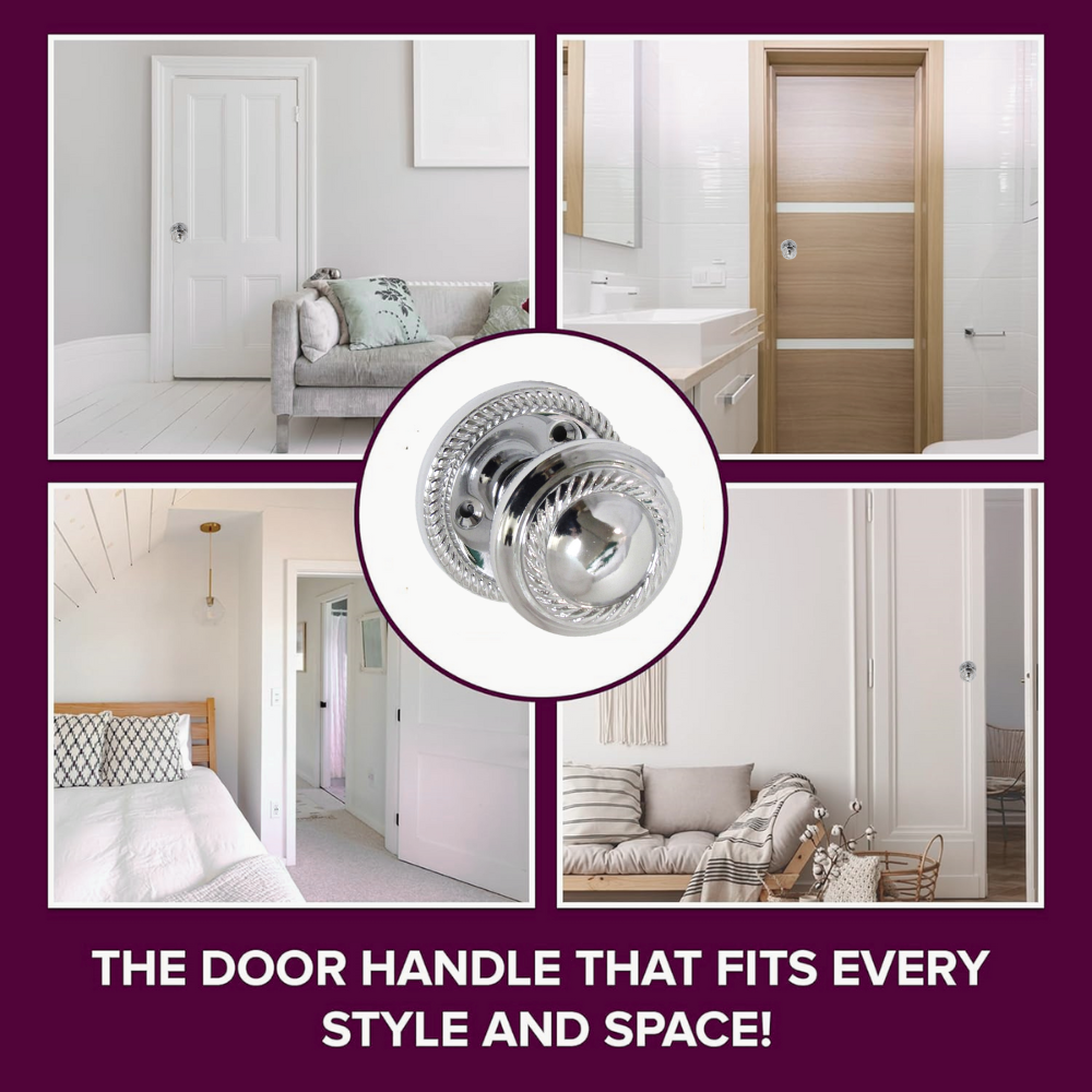 Polished Chrome Georgian Round Door Knobs – 1 Pair