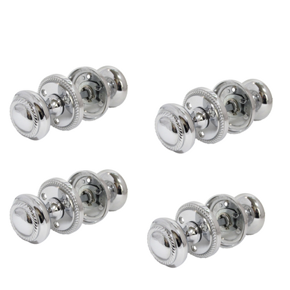 Polished Chrome Georgian Round Door Knobs – 4 Pairs