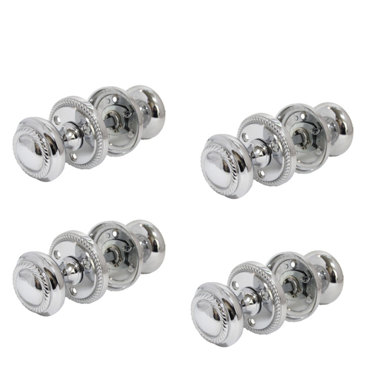 Polished Chrome Georgian Round Door Knobs – 4 Pairs