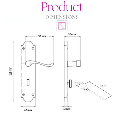 Satin Nickel Bathroom Door Handle – Epsom Style Victorian Scroll Privacy Lever