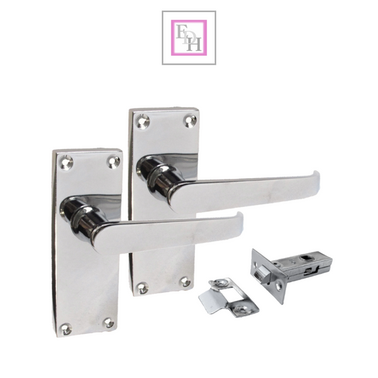 Victorian Straight Chrome Door Handles – Interior Lever Handles + Tubular Latch
