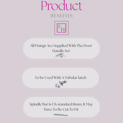 Victorian Straight Chrome Door Handles, Interior Lever Handles Backplate 118x42