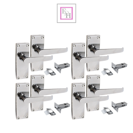 Victorian Straight Chrome Door Handles – Interior Lever Handles + Tubular Latch