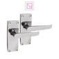 Victorian Straight Chrome Door Handles, Interior Lever Handle Backplate 118x42mm