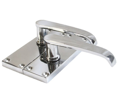 Victorian Straight Chrome Door Handles, Interior Lever Handle Backplate 118x42mm