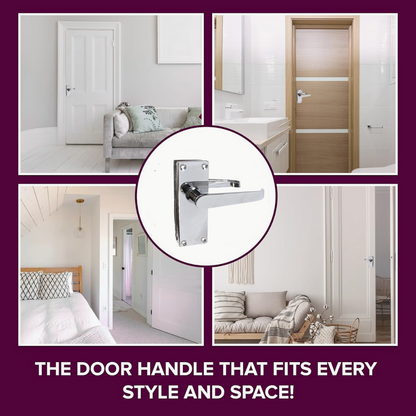 Victorian Straight Chrome Door Handles, Interior Lever Handle Backplate 118x42mm