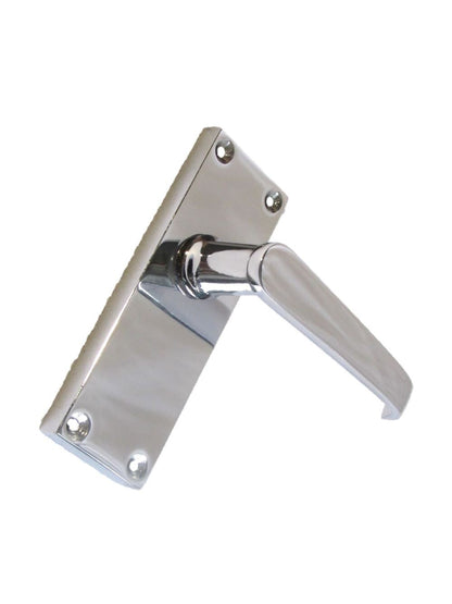 Victorian Straight Chrome Door Handles, Interior Lever Handle Backplate 118x42mm
