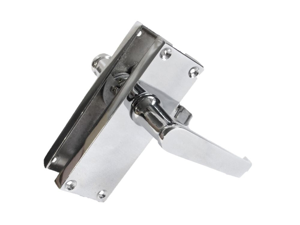 Victorian Straight Chrome Door Handles, Interior Lever Handle Backplate 118x42mm