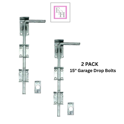 2x 15" Heavy Duty Drop Bolts–Galvanised Gate, Stable, Shed, Garage Sliding Lock