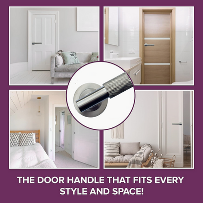 Knurled Turning Door Handles Satin Lever on Round Rose Latch Handle Luxe